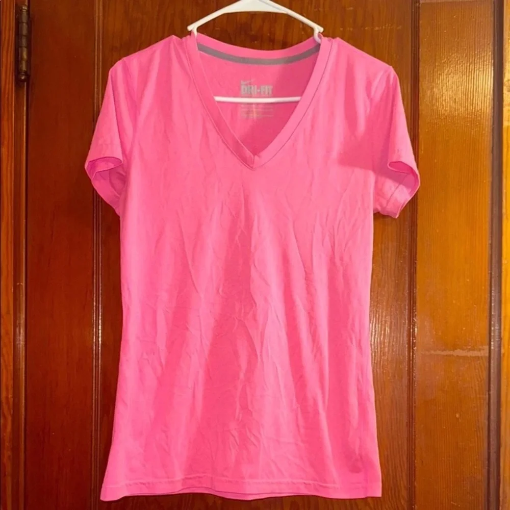 Nike Women's Bright Pink V-Neck Short Sleeve Tee